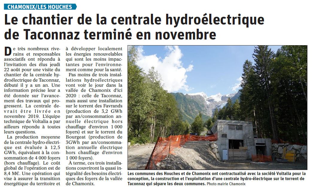 The Taconnaz hydroelectric project site completed in November. (in french)